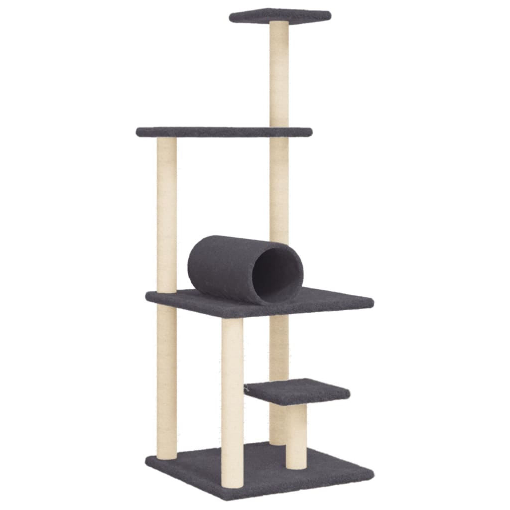 Arranhador para gatos vidaXL com hastes de sisal cinza escuro, 136 cm