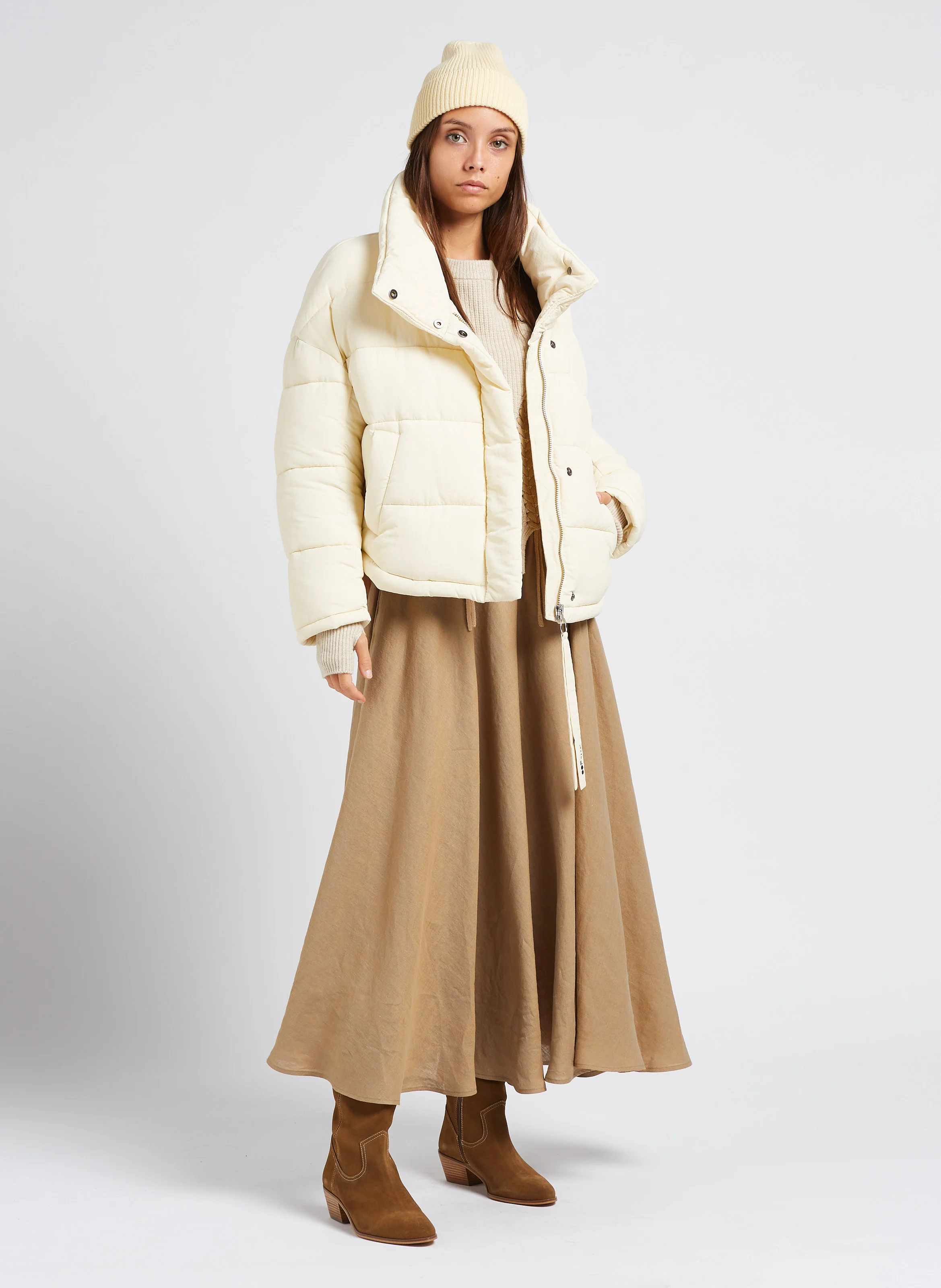 Doudoune oversize col montant| Blanc