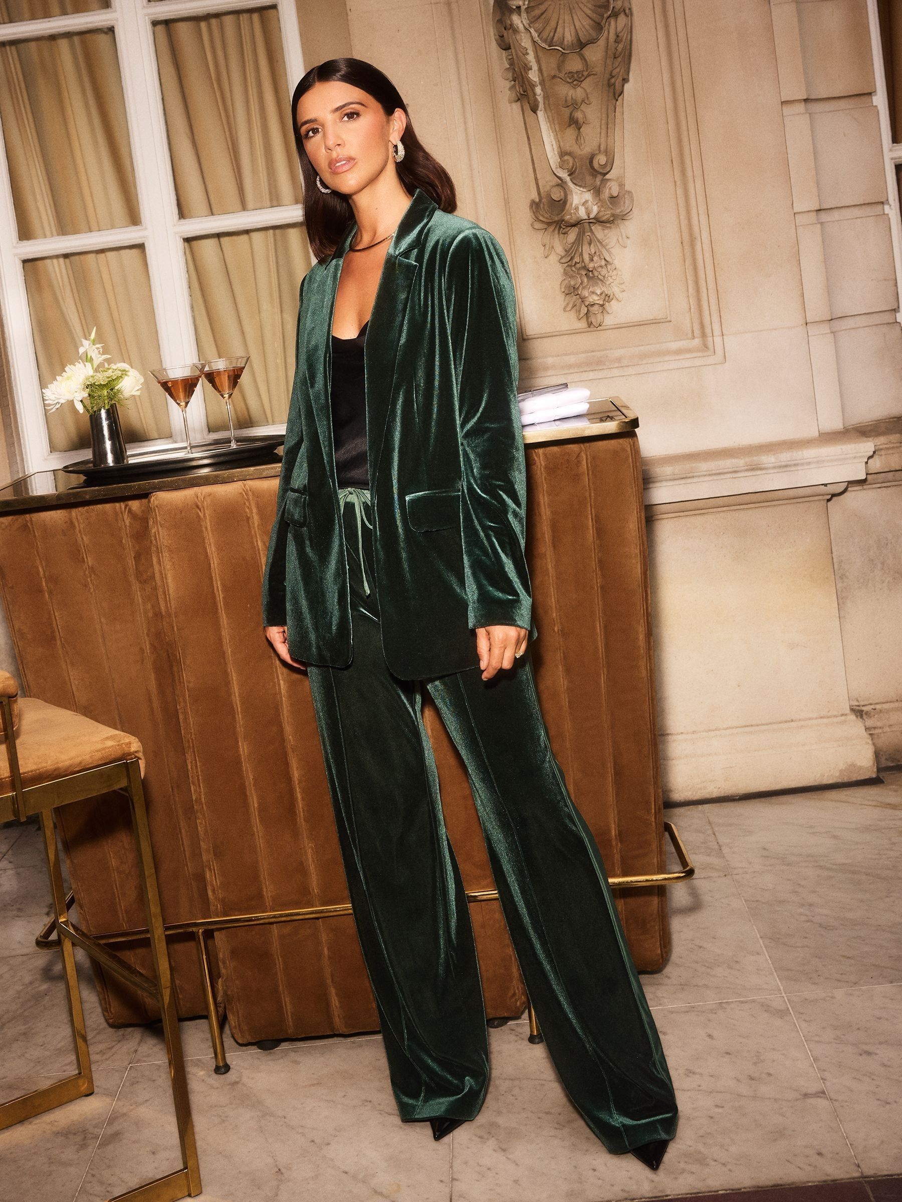 Groen - Friends Like These X Lucy Mecklenburgh fluwelen blazer
