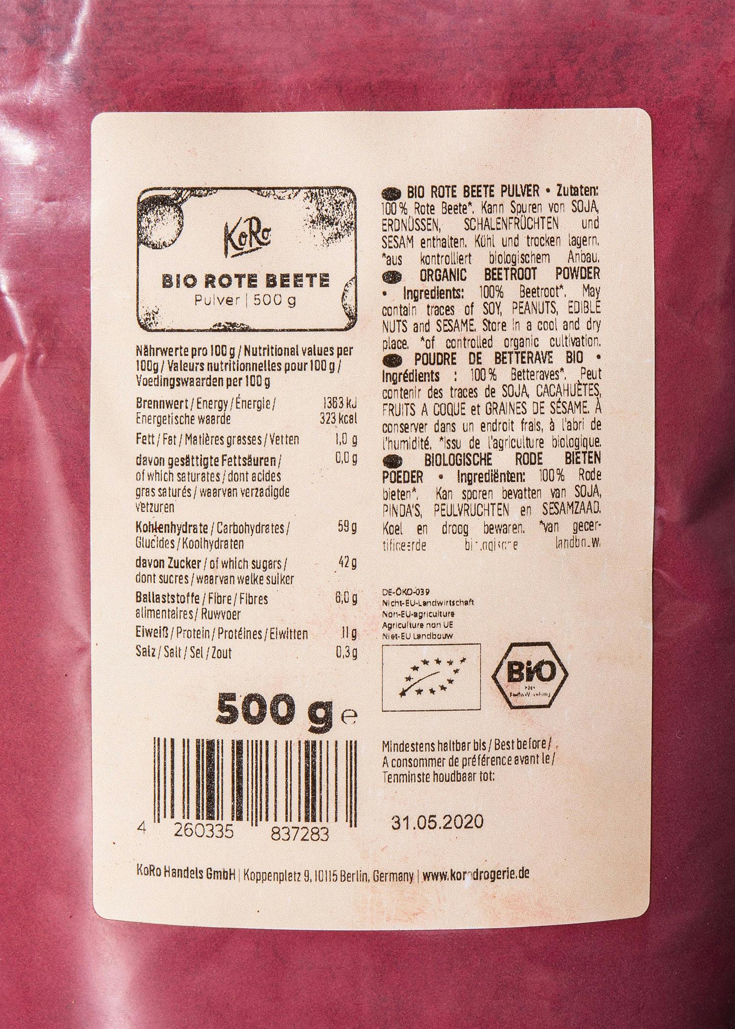 Bio Rote Bete Pulver 500 g