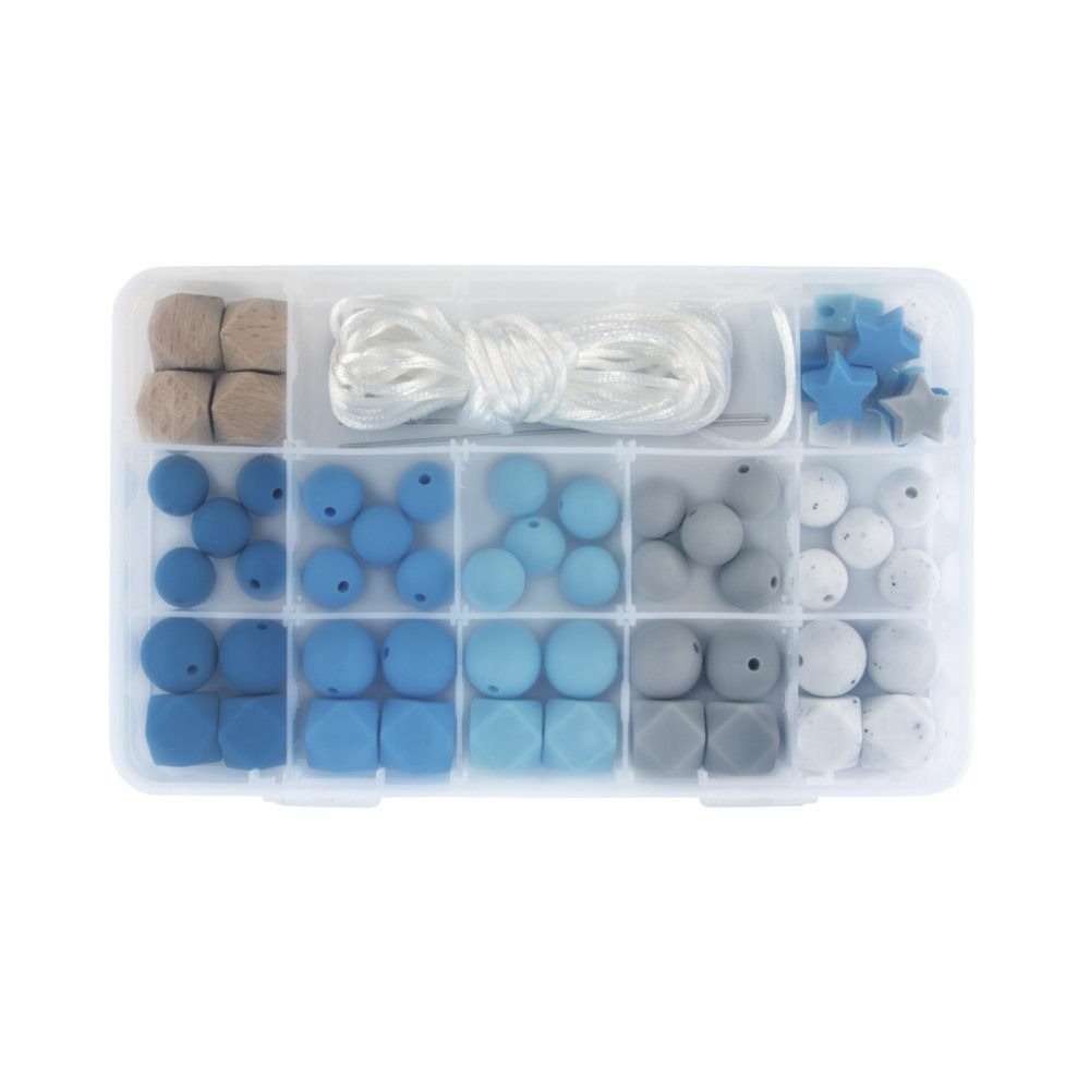 Coffret de perles en silicone - bleu