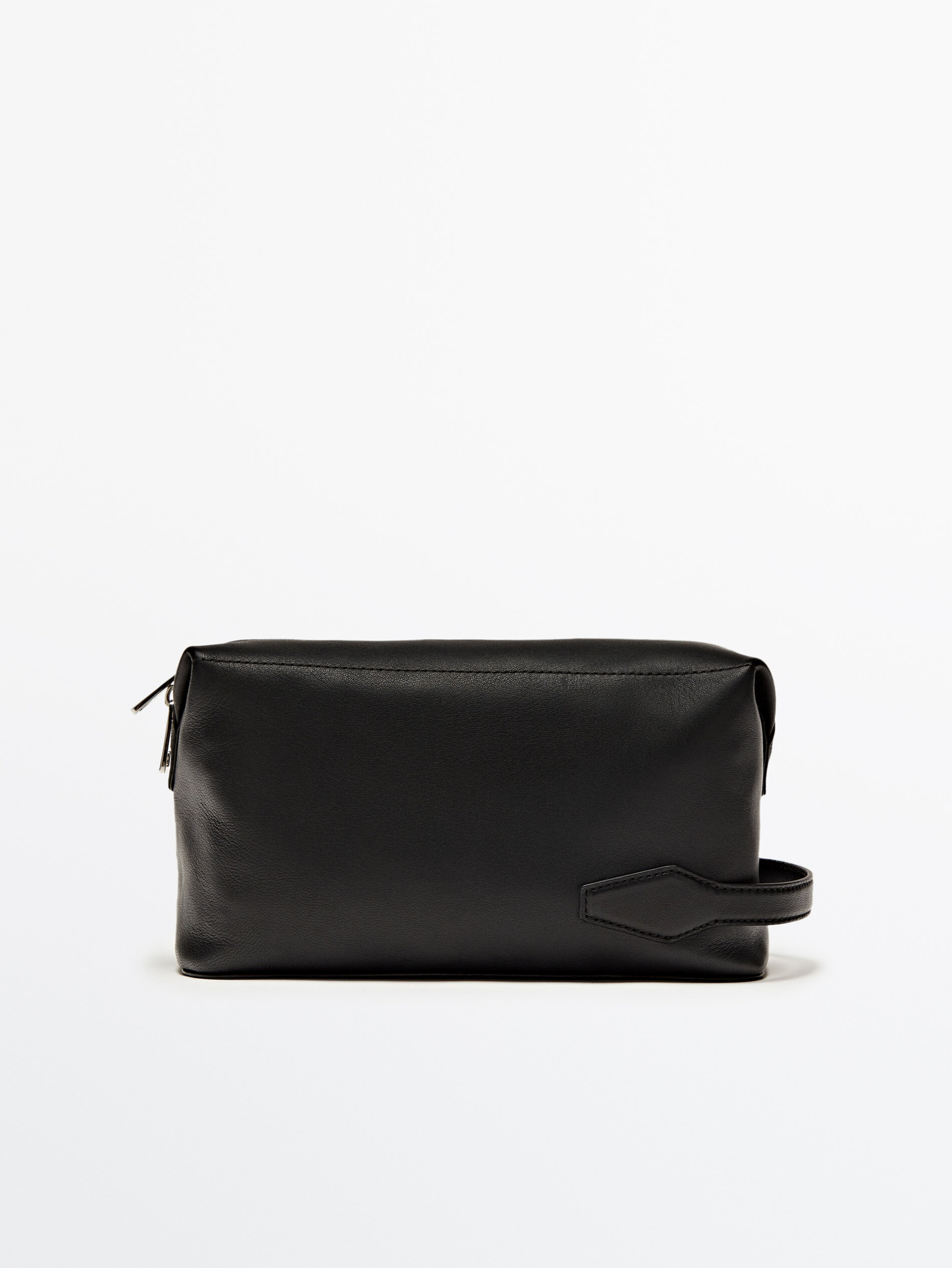 Neceser piel napa cremallera - NEGRO