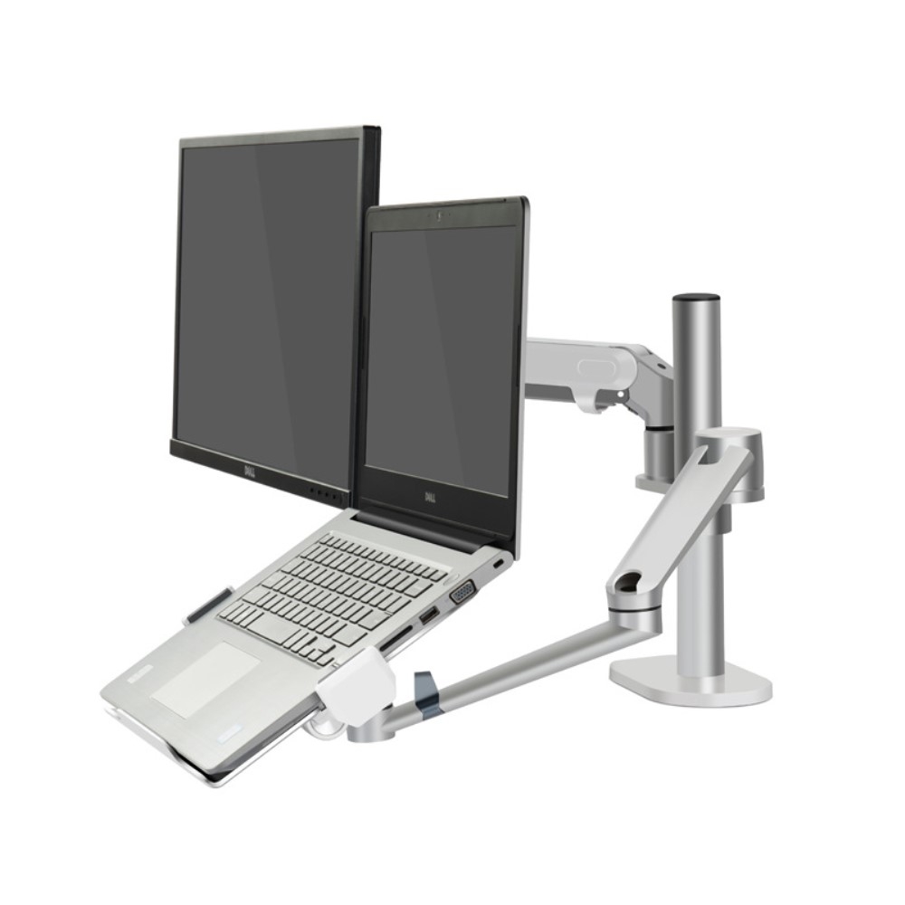 Dual Schwenkbare Aluminium Tischhalterung Für Laptops bis 17