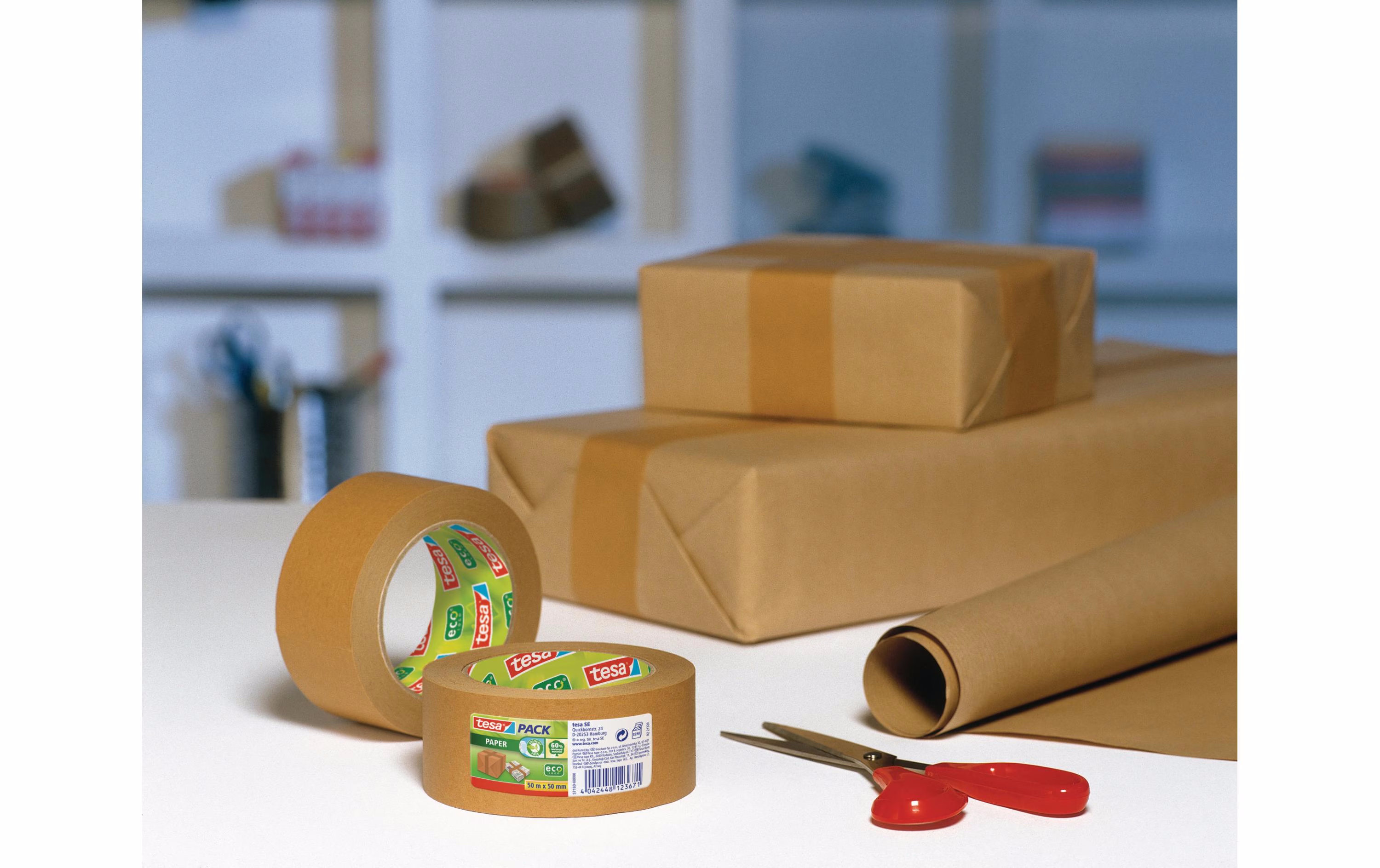 (50mmx50m) Pack ecoLogo Paper Strong Klebeband Tape Verpackungsband (57180-00000-05) - Braun