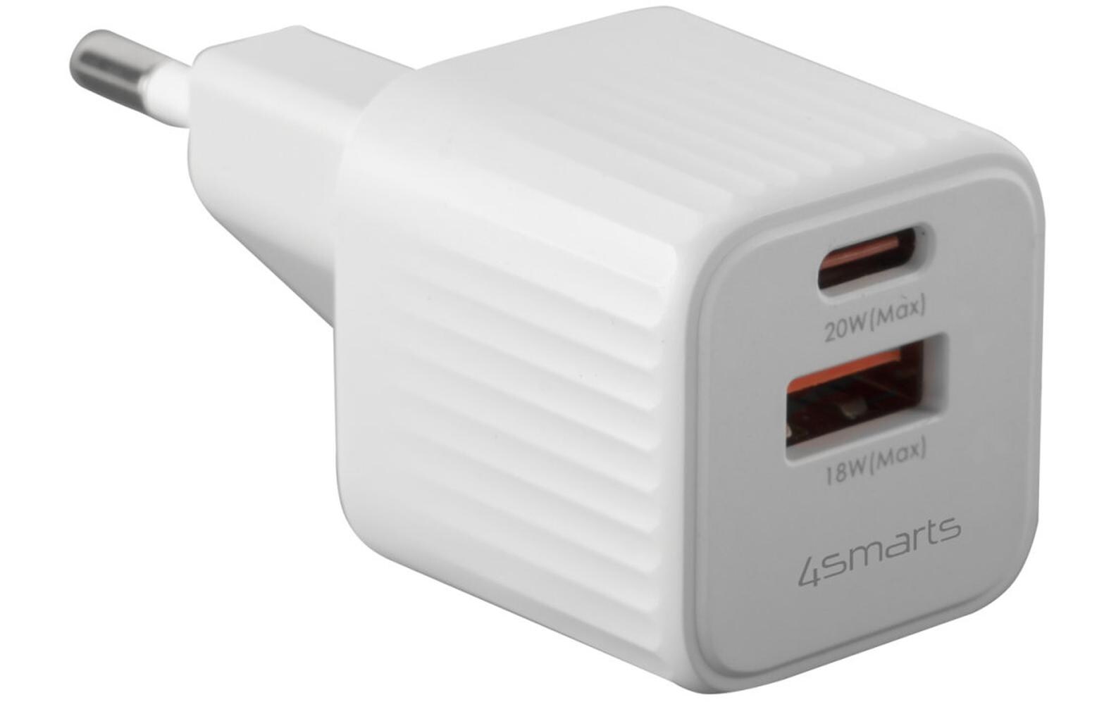 USB-Wandladegerät VoltPlug Duos Mini PD 20 W + KabelSchnellladefähiges Mini-Ladegerät mit USB-A-/USB-C-Port und einem USB-C-Kabel