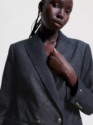 Blazer de sarja com abotoamento duplo ajustado