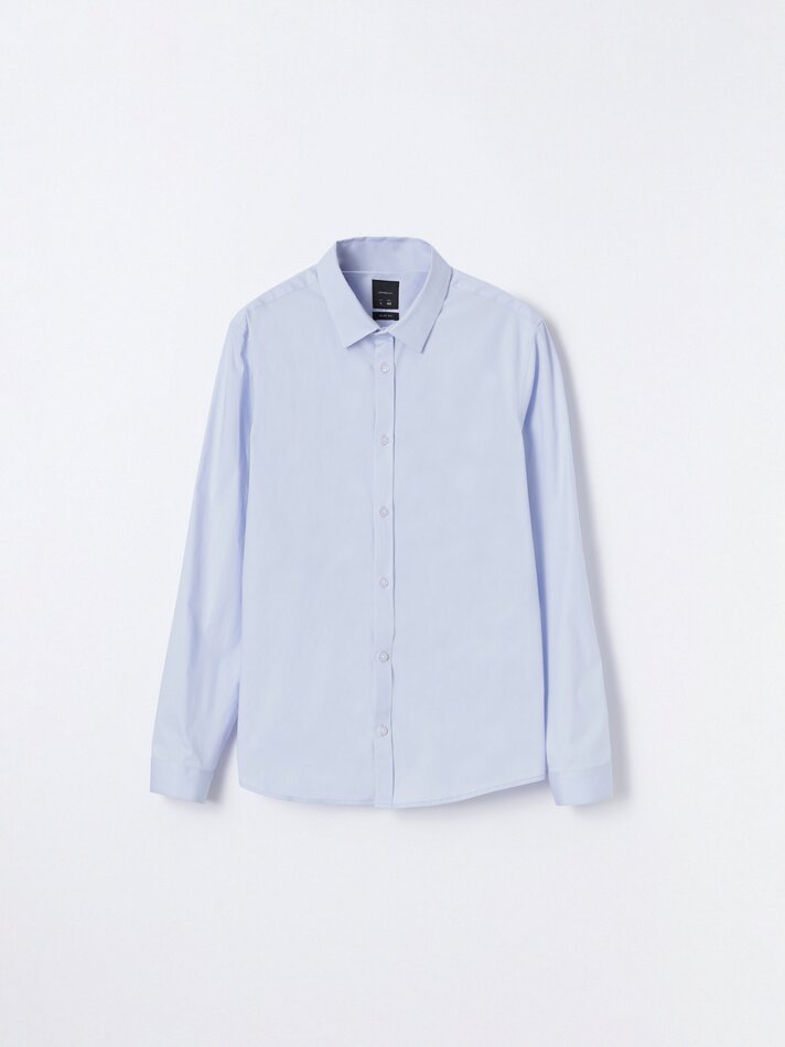 Camisa de popeline elástica - Azul Claro