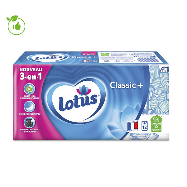 Mouchoirs Classic extra doux et épais Lotus, 12 étuis de 9 mouchoirs