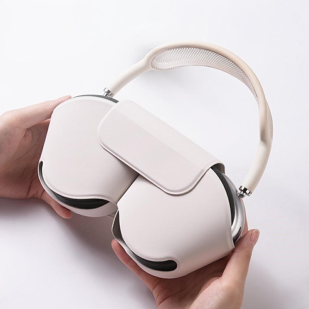 Apple Airpods Max Magnetische Kunstleder Schutztasche Aufbewahrungs Case - Weiss