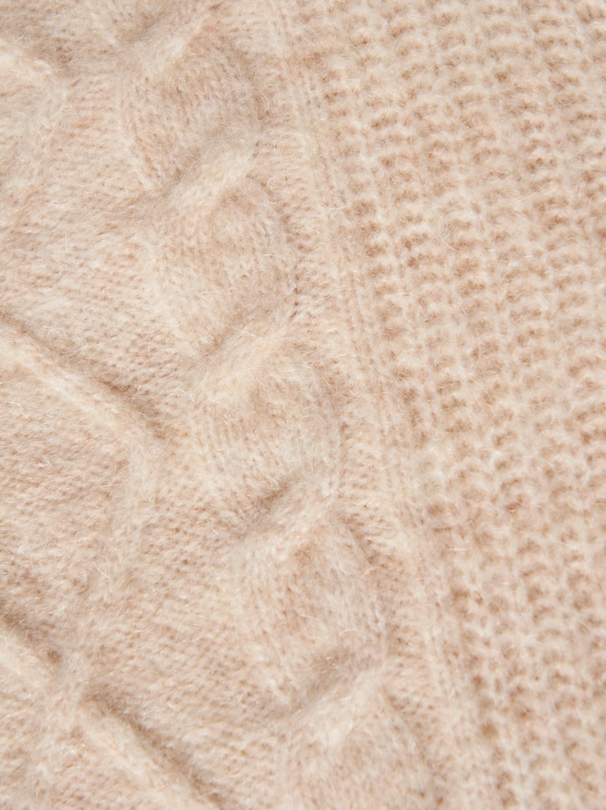 Camisola malha entrançada mistura de lã e mohair
