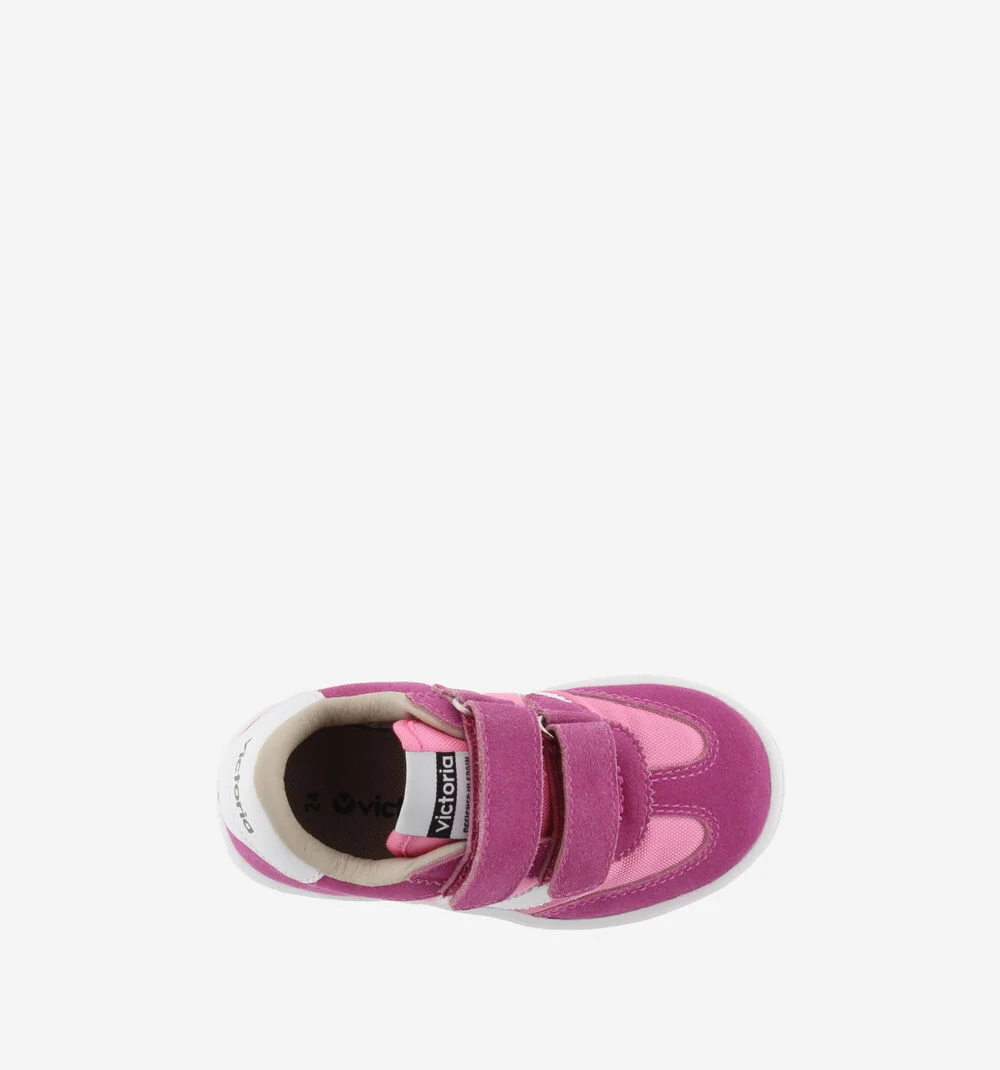 MILLAS BRIDES NYLON ET CUIR FENDU Baskets monochromes pour enfant FUCSIA