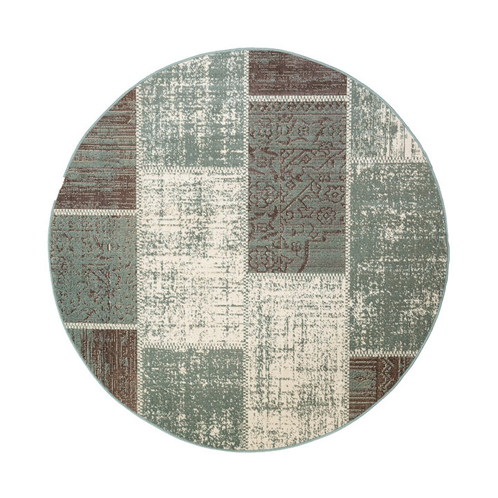 Rond Patchwork vloerkleed - Spring Groen/Grijs | Trendy