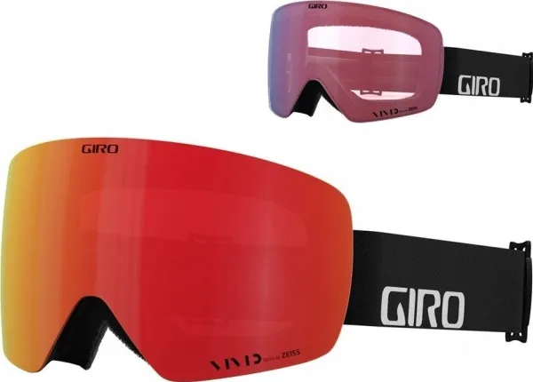 Giro Contour RS Vivid, Unisex, Cylindrisk (flad) linse, Sort, Rød, One size