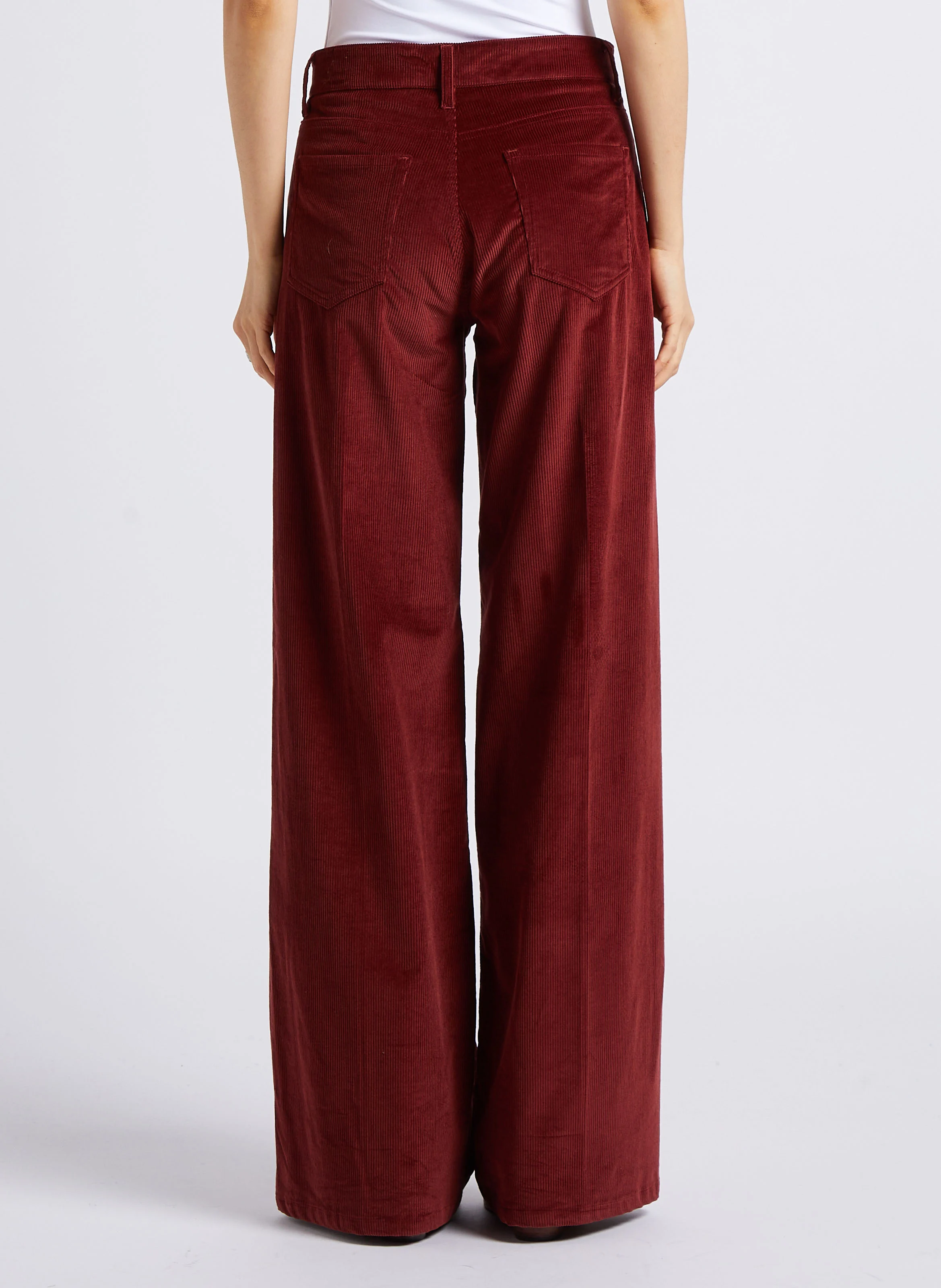 CALATEA - Pantalon évasé taille basse en coton mélangé | Rouge