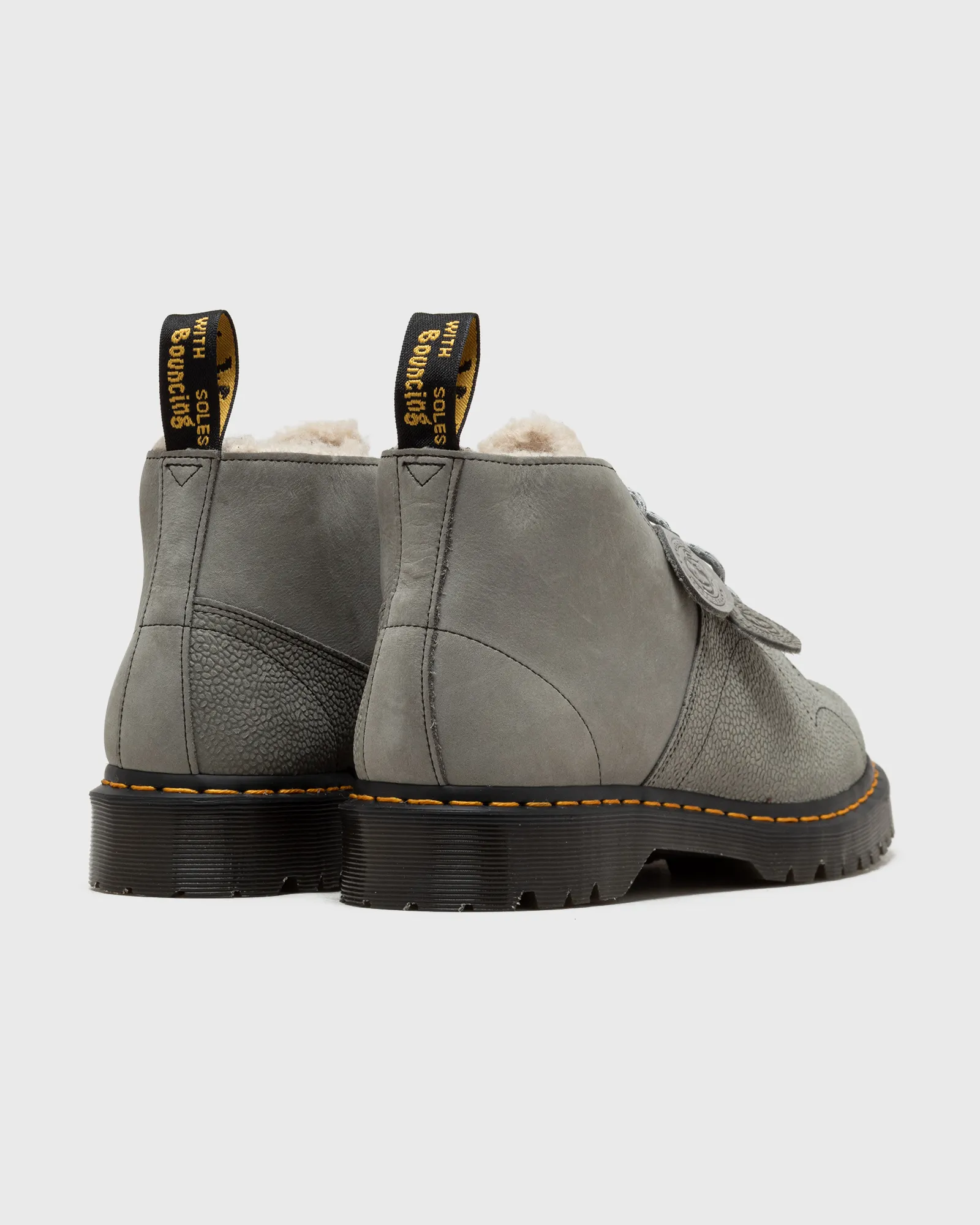 Dr. Martens Church Mid Gray Nubuck Shoulder + Nubuck Pebble Emboss
