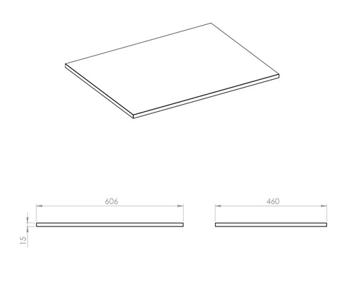 Jungborn wastafelblad 606 x 460 mm rookmat zonder uitsparing