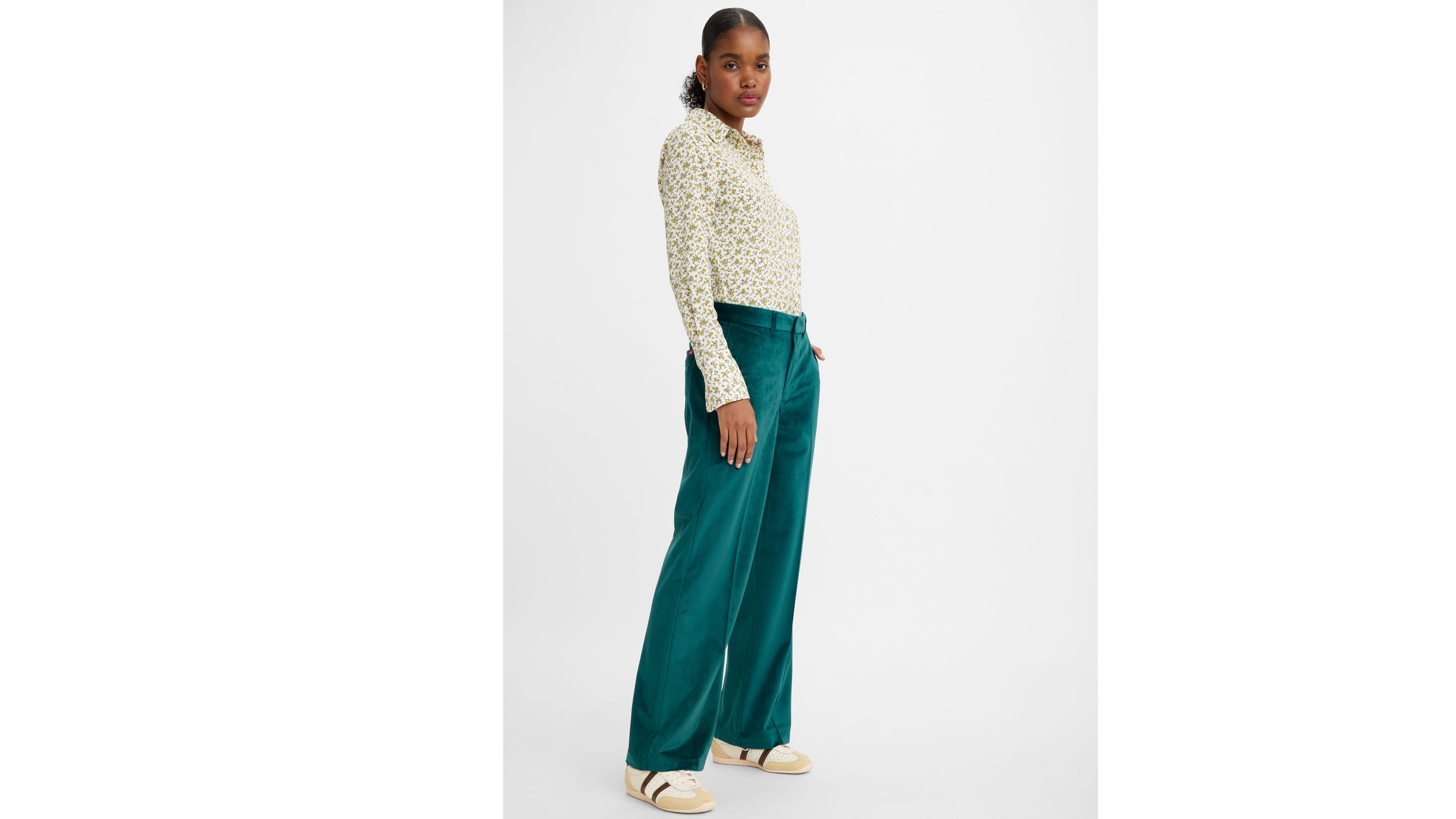 Pantalon Baggy - Deep Sea Moss Velvet - Vert