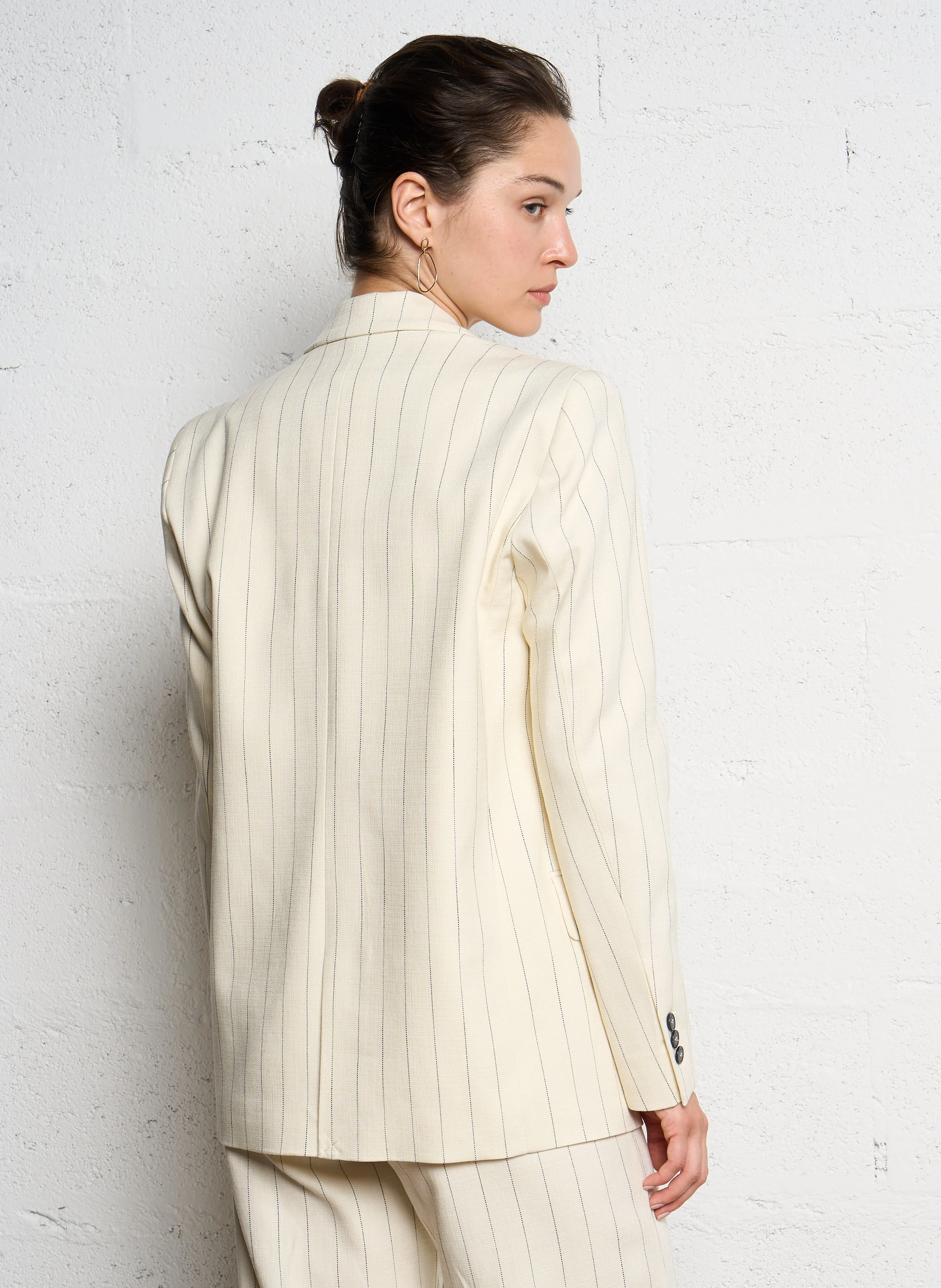 EPONA - Veste tailleur ample rayée | Beige