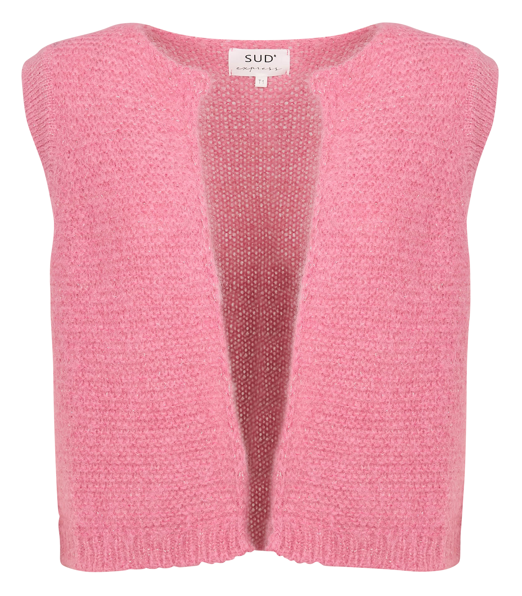 GOTANAX - Gilet col rond droit en maille | Rose