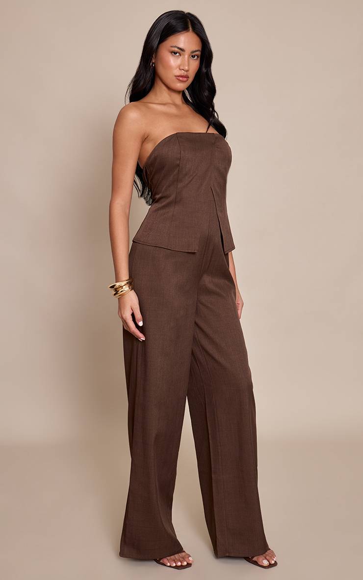Chocolat Combinaison Pantalon Droit Ajusté À Bandeau