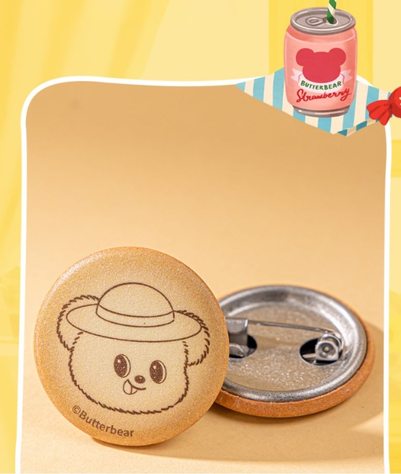 Butterbear - Set van 6: Butterbear-koekjesbadge