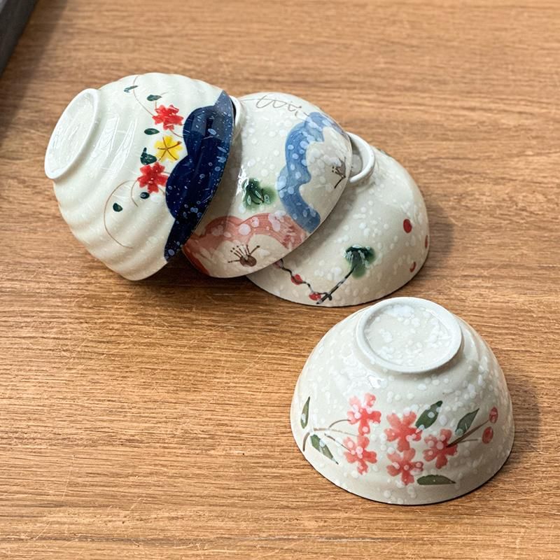 Hashi - Set van 2: Bloemenkeramiek Kom (Diverse Dessins)