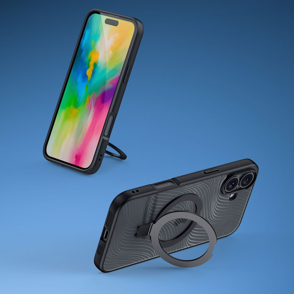 iPhone 16 MagSafe Hybrid Hardcase Hülle   TPU Bumper   Kickstand Aufsteller - Schwarz
