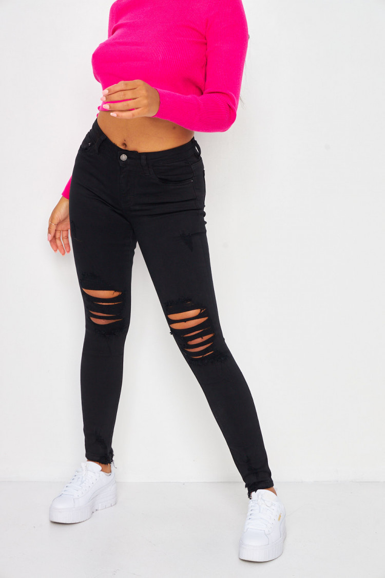 Jean Skinny noir déchiré