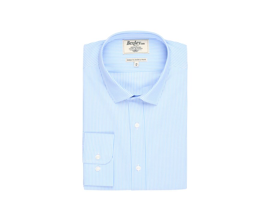 Chemise coton bleue à rayures blanches - QUENTIN