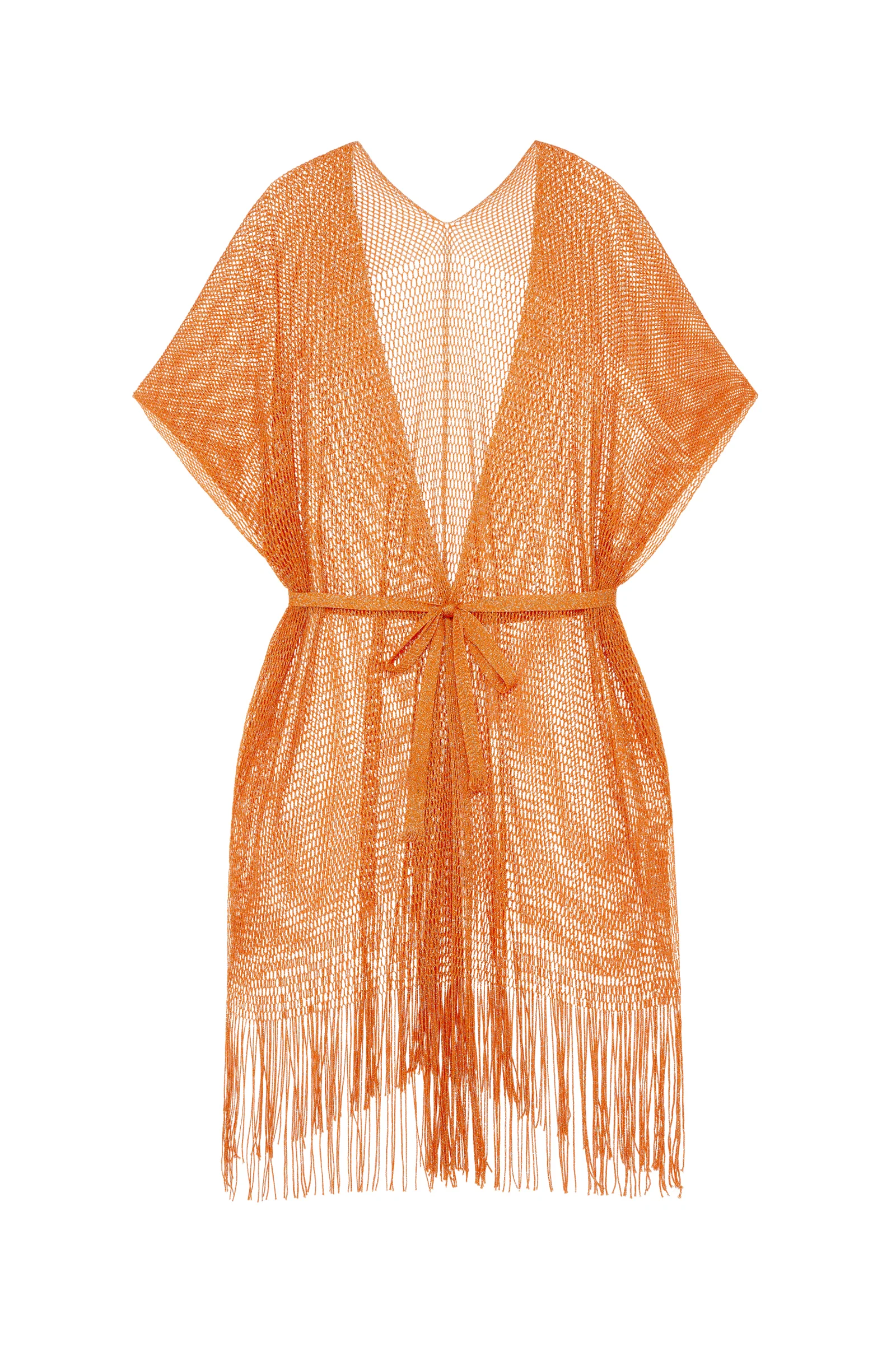 vita Veste kimono courte à franges orange Orange
