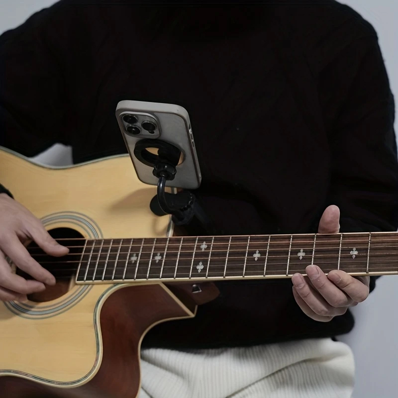 Universal MagSafe Gitarren Smartphone Halterung 360° Drehbarer Handy Clip für Gitarre / Bass / Ukulele - Schwarz