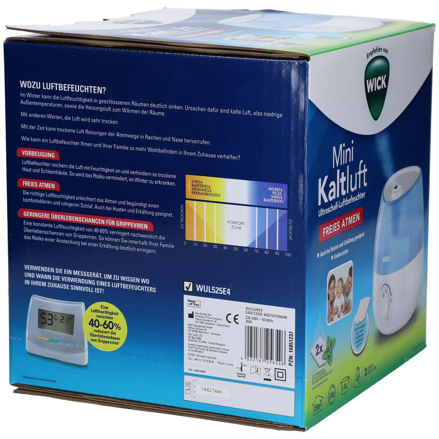 WICK Mini Kaltluft Freies Atmen Ultraschall-Luftbefeuchter