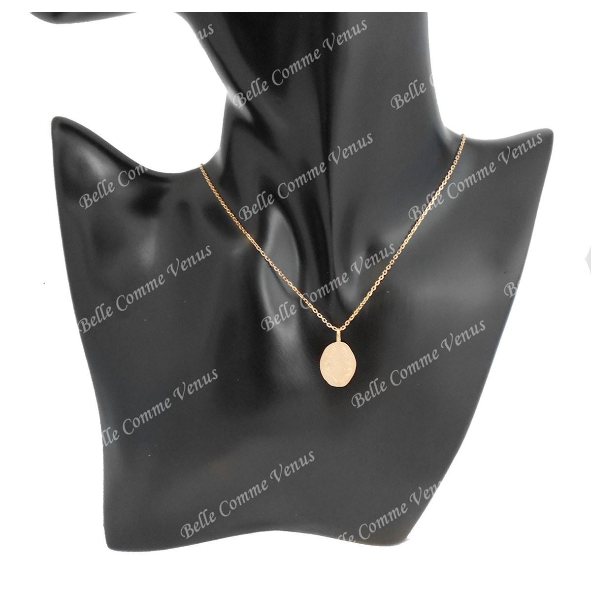 Collier médaillon couronne de lauriers Plaqué OR 750 3 microns
