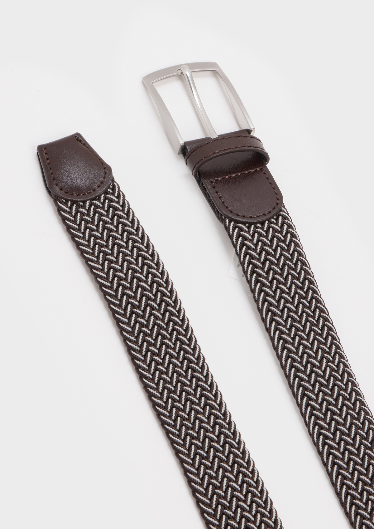 Ceinture tressée marron et blanc