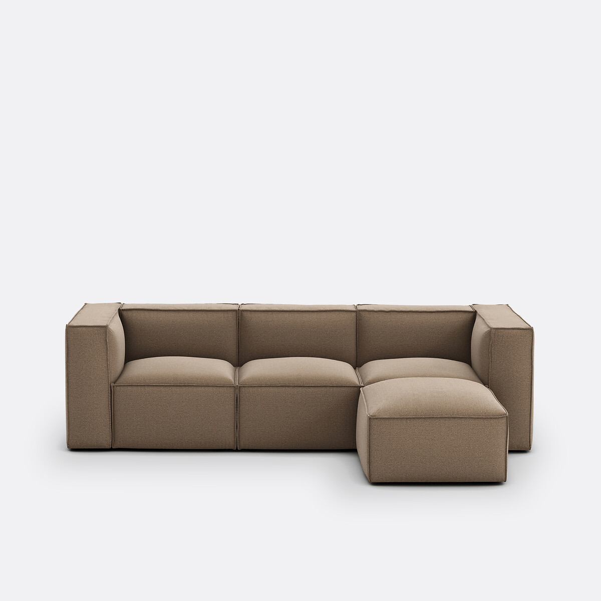 LA REDOUTE INTERIORS<br>Sofá modular de 3 lugares com pufe, tecido texturizado Seven