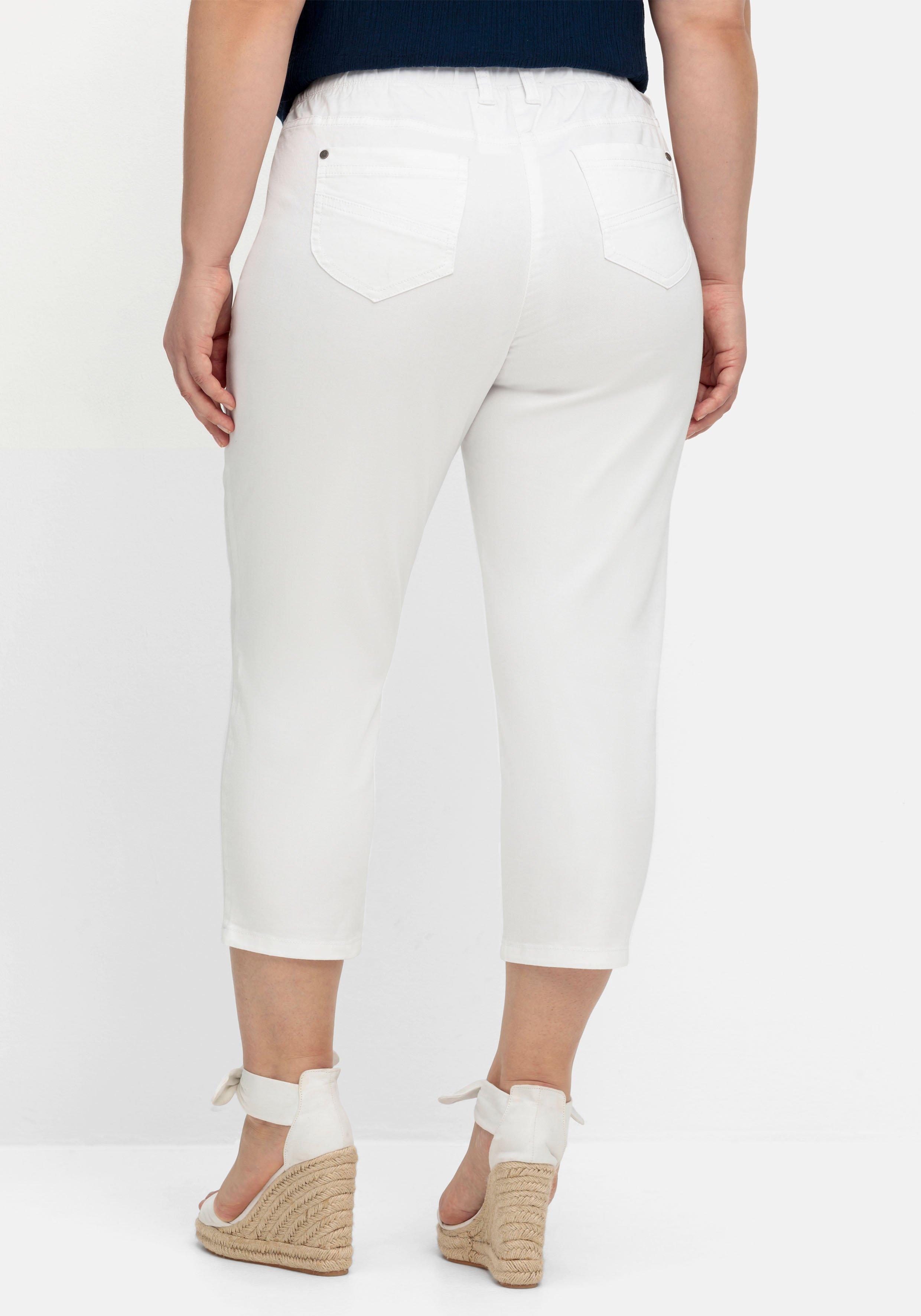Schmale 7/8-Hose mit Gummibund, aus Twill