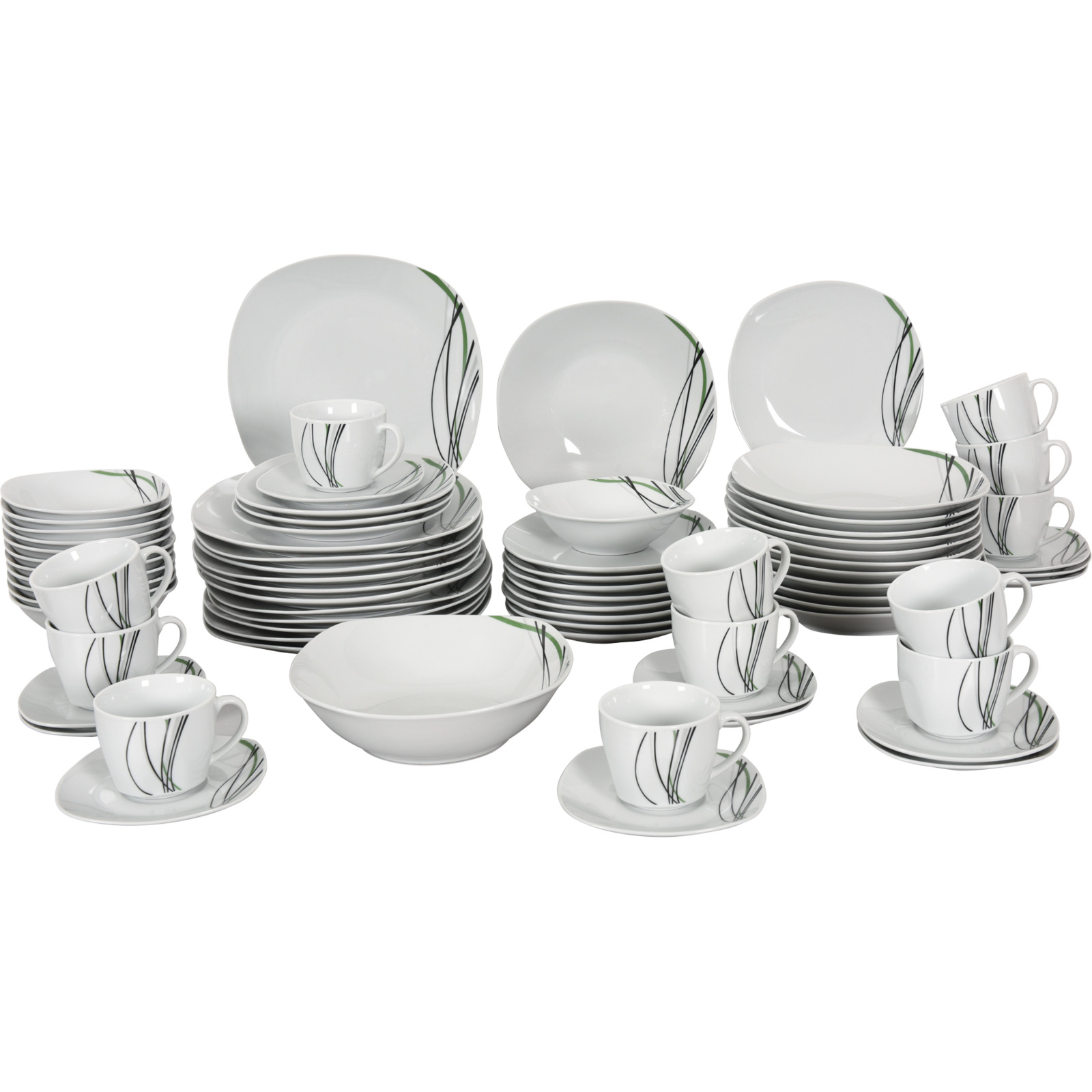 Teller-Set Bella Green II, 73-teilig