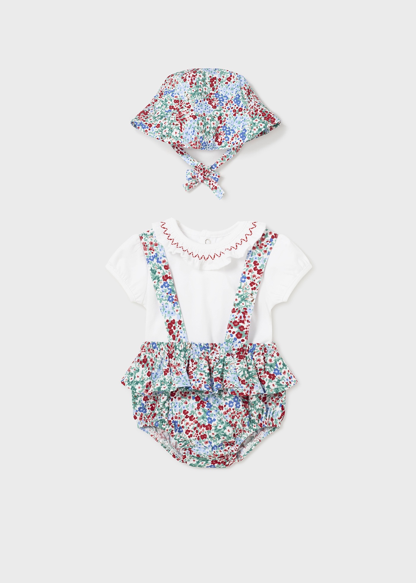 Conjunto floral de 3 peças Better Cotton para recém-nascido, rosa.