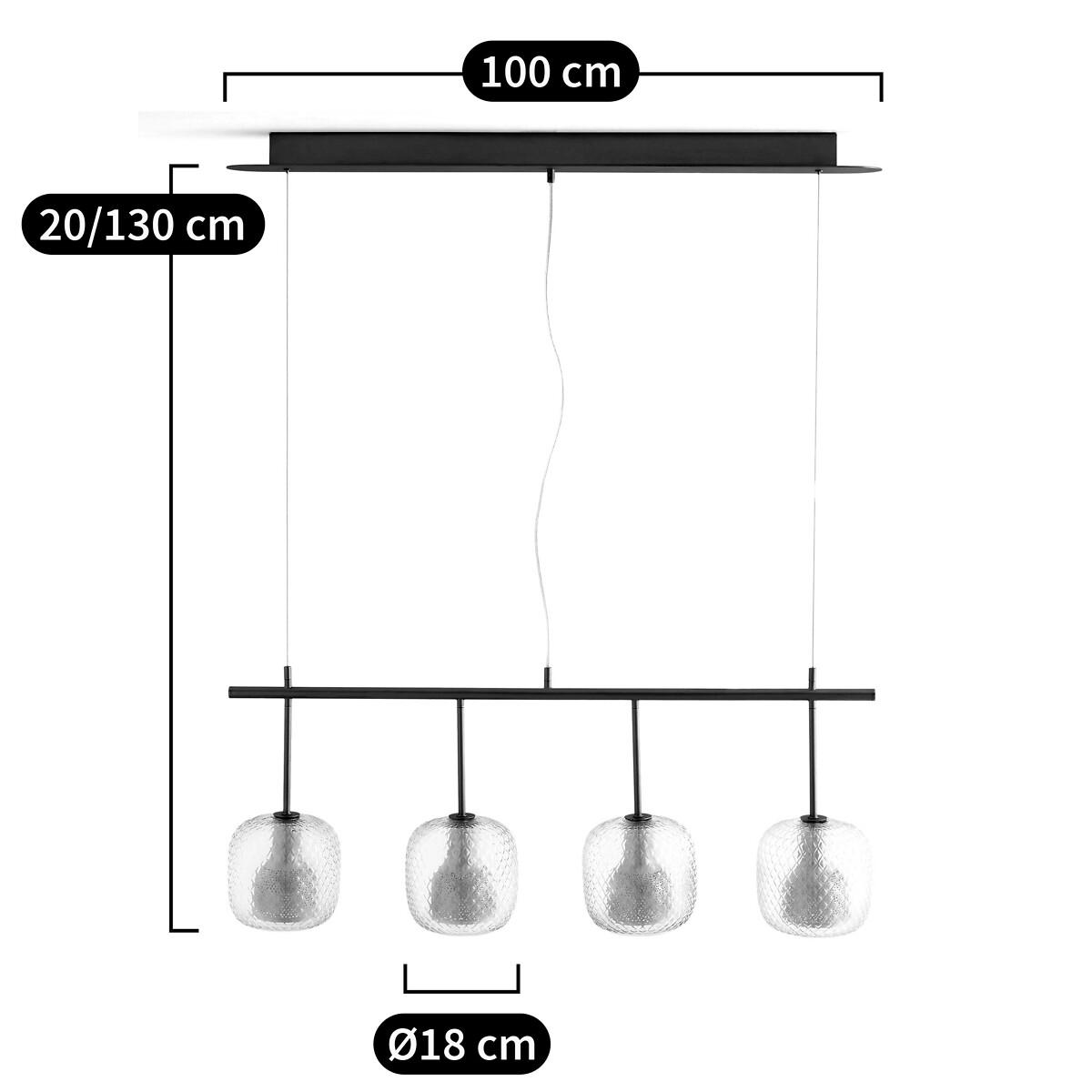 AM.PM<br>Luminária pendente Line com 4 lâmpadas Mistinguett