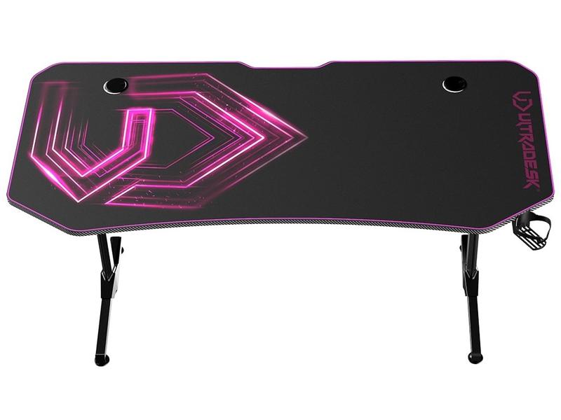 Ultradesk Gaming Tisch Frag XXL Pink Stabiler Gaming-Tisch für bis zu drei Monitore