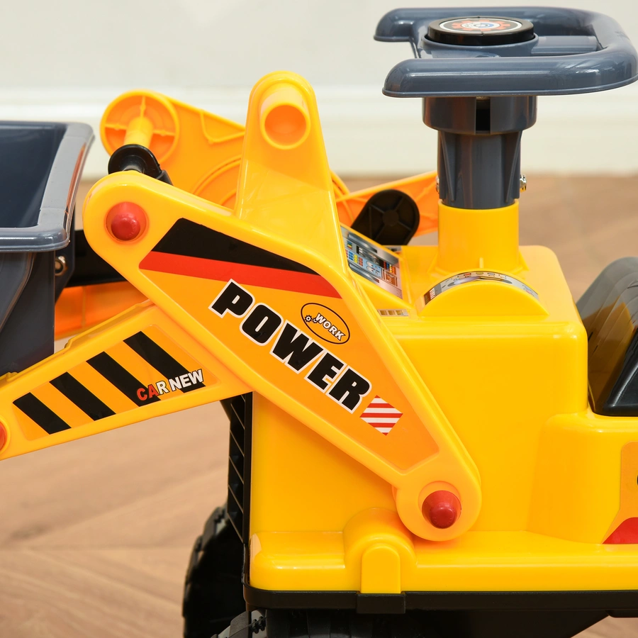 HOMCOM Kinder Bulldozer mit Stauraum Gelb, Schwarz