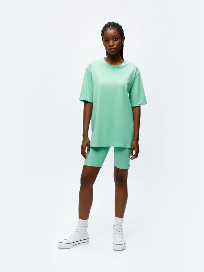 Camiseta oversized de manga curta - Verde menta