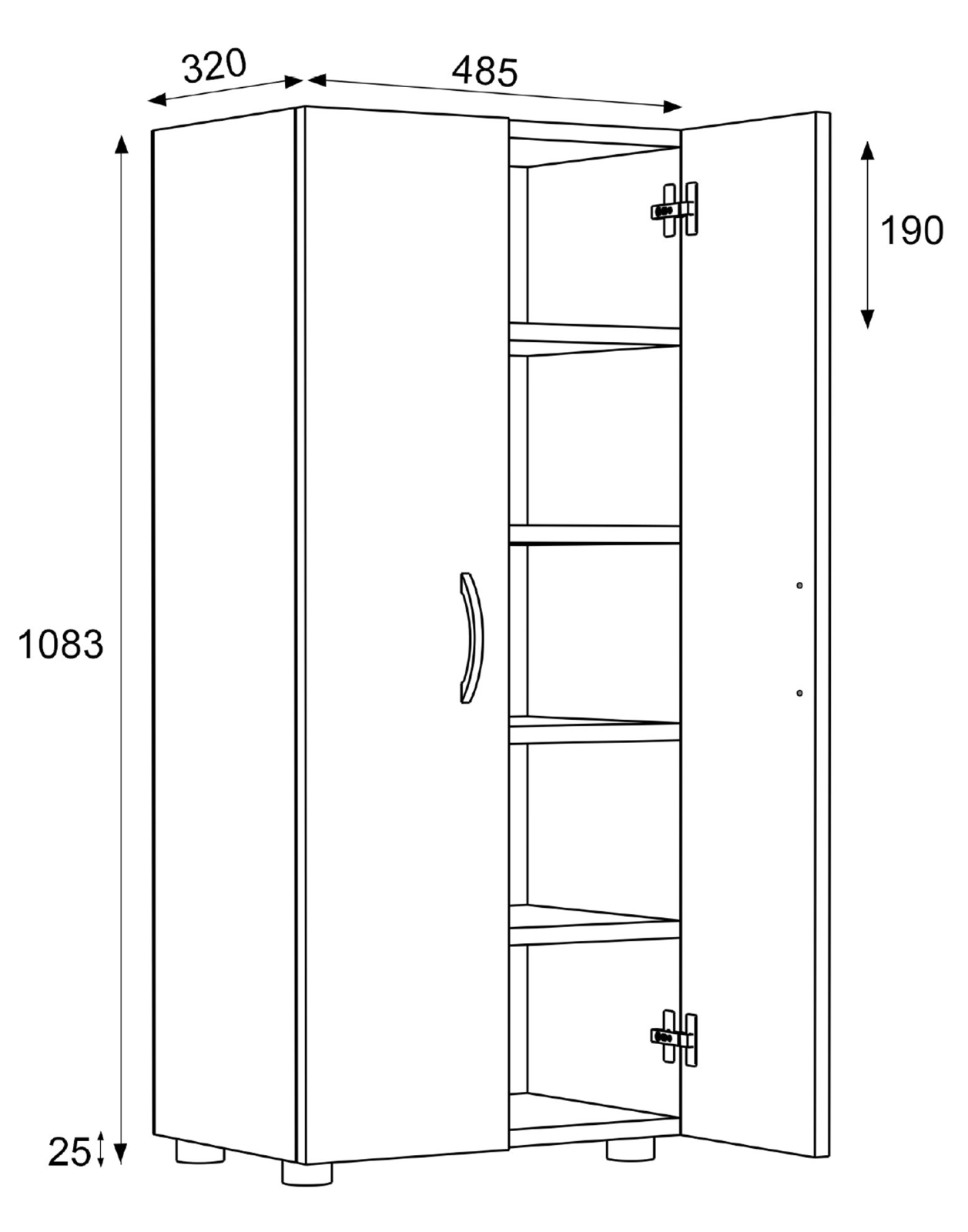 Schuhschrank ULAS - anthrazit - 5 Fächer - 108 cm