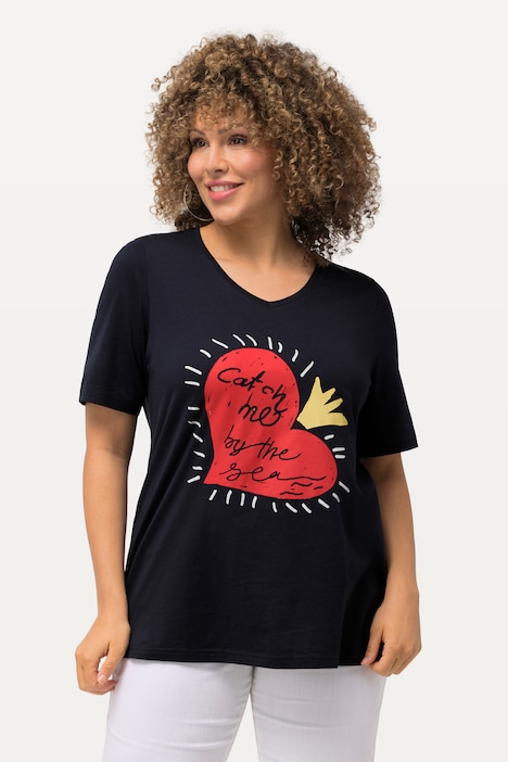 T-Shirt, Herz, V-Ausschnitt, Classic, Halbarm