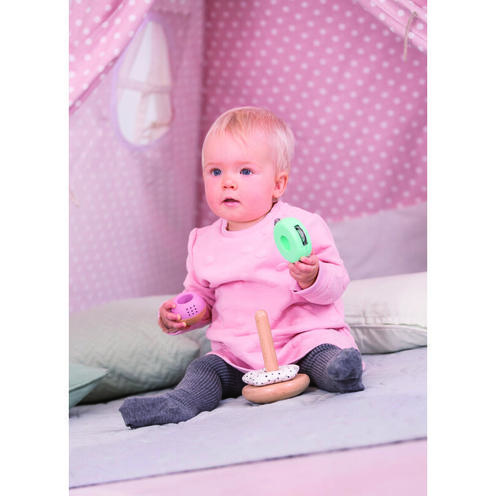 Pyramide à empiler bois et tissu Bois et multicolor - HAPE