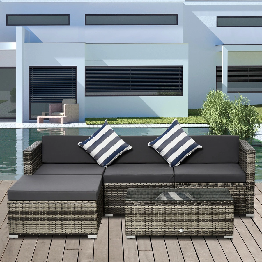 Outsunny Gartenmöbel Set mit Beistelltisch grau