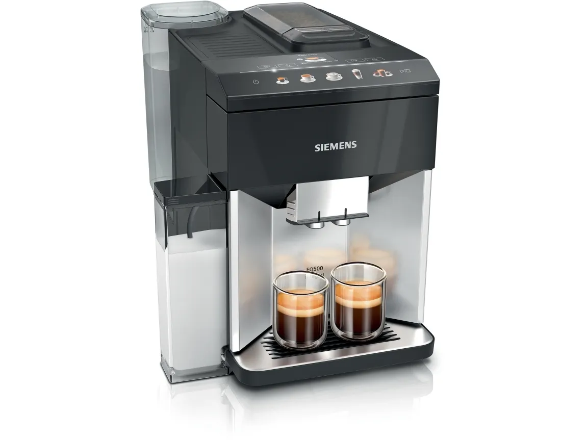 Siemens EQ.500 integral TQ513D01 - Automatisk kaffemaskine med mælkeskummer - 15 bar - daylight silver/piano black