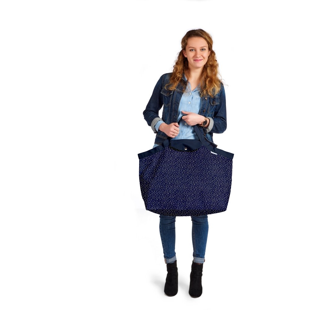 Grand Sac Cabas En Tissu Etoile Or Marine