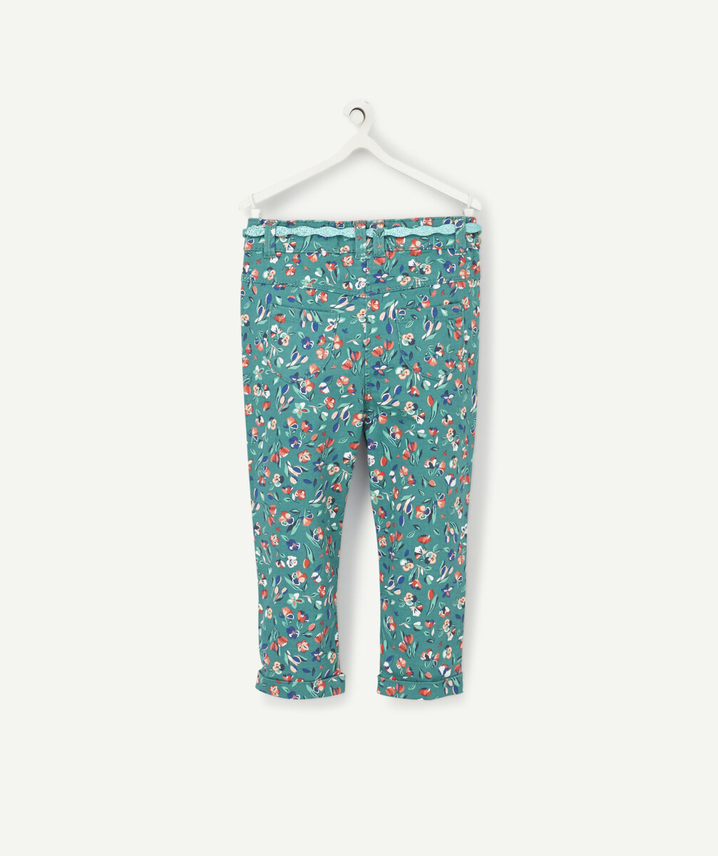 LE PANTALON SLIM VERT FLEURI