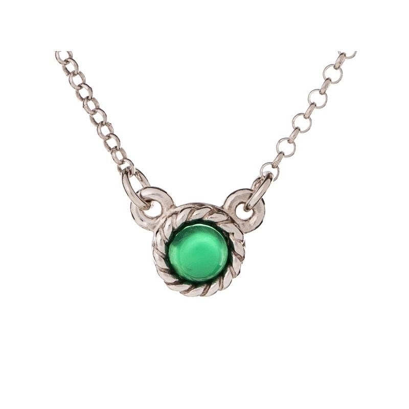 COLLIER ARGENT AGATE VERTE